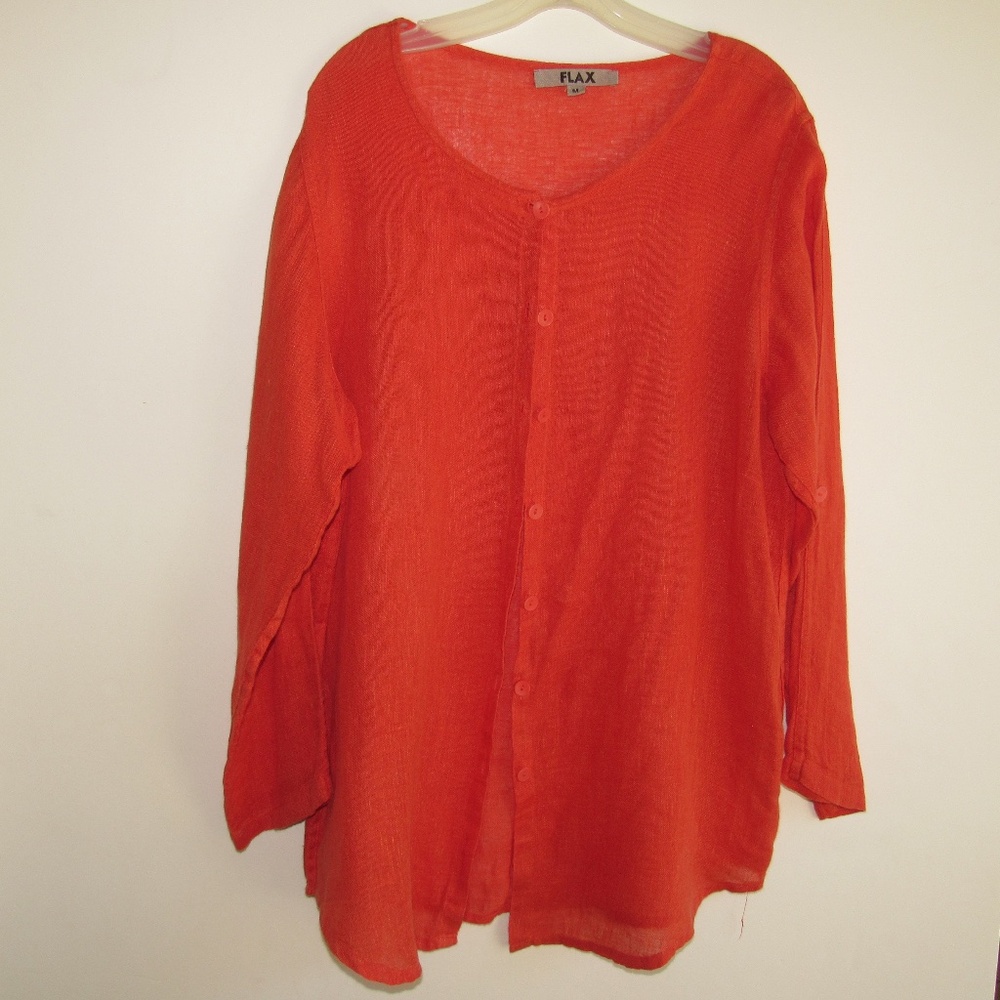 Flax Woman's Blouse SZ Med 100% Linen Lagenlook Oversized